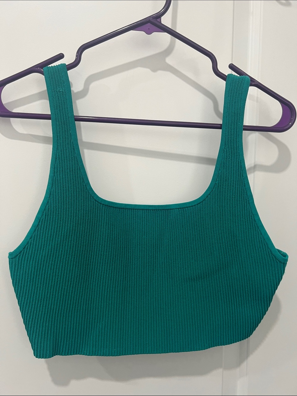 Aritzia Babaton Ribbed‎ Square Crop Tank - Teal Size Large
